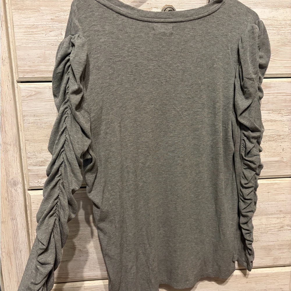 Maurices Charcoal Long Sleeve Top with Ruched Detail